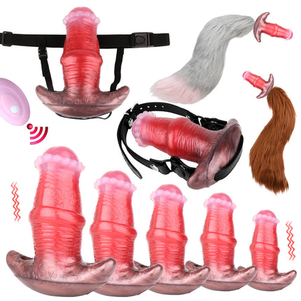 FAAK Wireless Control Vibrating Silicone Strapon Butt Plug Size S M L XL XXL Fantasy Large Anal Plug Large Tail Wearable Sex Toy