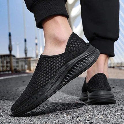 Oiaano Barefoot Man Grey Shoes Mesh Knit Slip On Ultra Light Breathable Soft Bottom Workout Casual Sports Shoes Outdoor Runing