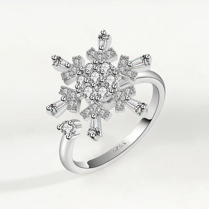 VENTFILLE 925 Sterling Silver Sunflower Diamond Zircon Rotatable Ring For Women Gift Relieve Stress Ring Jewelry Wholesale