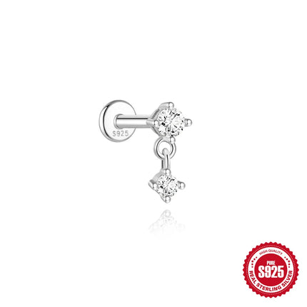 CANNER 925 Sterling Silver Shiny Heart-shape For Women INS Mini Cute Dainty Flat Head Piercing Earring Birthday Party Gifts