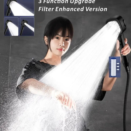 New 3 Modes High Pressure Shower Head Water Saving Shower Adjustable One-Key Stop Water Massage Sprayer Bathroom Accessories