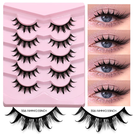 GROINNEYA Manga Lashes 3D Mink Lashes Natural Eyelashes Soft Cross Wispy False Eyelashes 3D Natural Lashes Eyelash Extension
