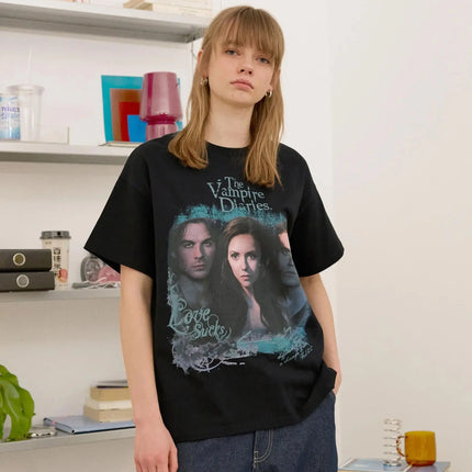 Y2k T-shirt The Vampire Diaries Short Sleeve Fashion Brand Hip Pop T-shirts Oversized Y2k Short Sleeve High Cotton Top Tee