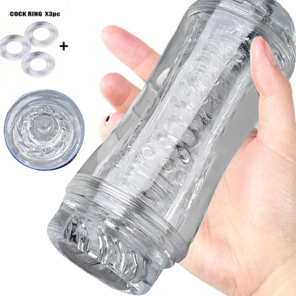 Male Masturbator Cup Realistic Adult  Soft Pussy Transparent Vagina Artificial 3D Manual Pocket Pussy Adult Sexy Sex Toy For Men