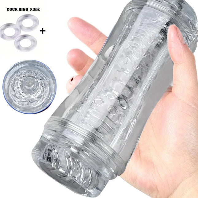 Realistic Male Masturbator Cup, Soft Pussy, Transparent Vagina, Artificial 3D Manual Pocket Pussy, Adult Sexy Sex Toy For Men