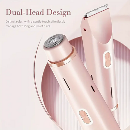 2-in-1 Dual-Head Electric Trimmer for Women – Gentle Precision for Face, Body & Bikini