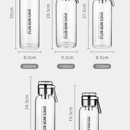 Large Capacity Glass Water Bottle Transparent Milk Juice Cup  for Tour Outdoor Sports and Travel Leak Glass Bottle