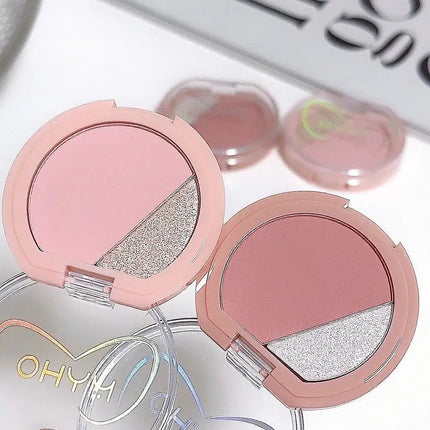2 Color Blush Matte Shiny Natural Cheek Color Brightening Face Waterproof Facial Contouring Makeup Blusher Powder Rouge Makeup