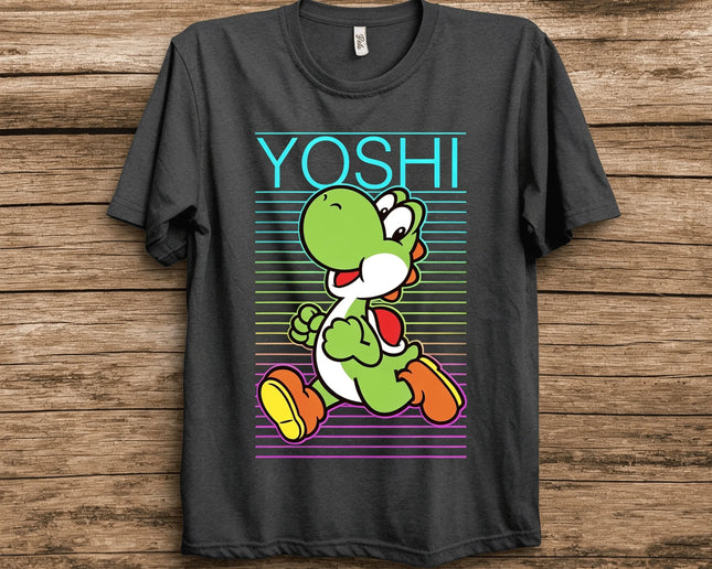 Super Mario Yoshi Retro Gradient Fade Poster T-shirt 2026 Summer New Men Women Fashion Y2K Hip-hop Cotton Oversized T-shirt