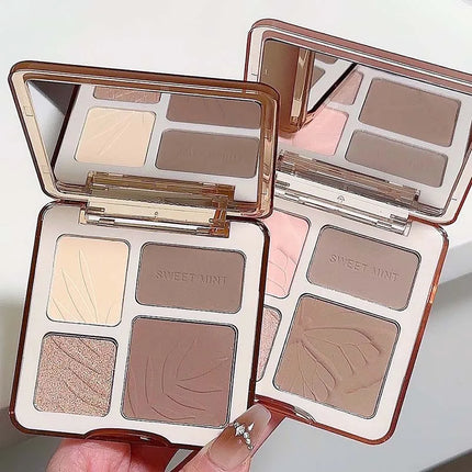 Sweet Mint Highlighter Contour Shading Powder Palette Makeup Matte Bronzer Highlight Glitter Brighten Face Blush Nose Contouring