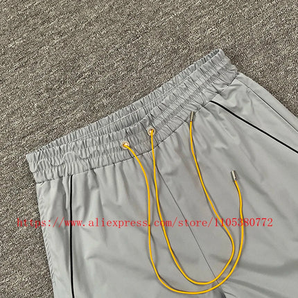 2026 New  RHUDE Men's Print Casual Shorts Loose Fit Nylon Drawstring Basketball Street Beach Shorts with Pockets Fast Delivery