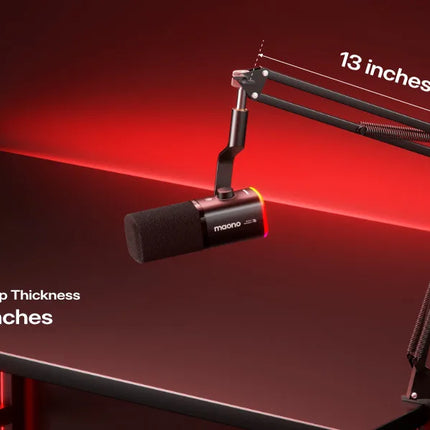 maono PD100W Wireless Dynamic Microphone Cardioid Dynamic Mic 50m Range One-Touch Noise Reduction RGB for Gaming Live Streaming