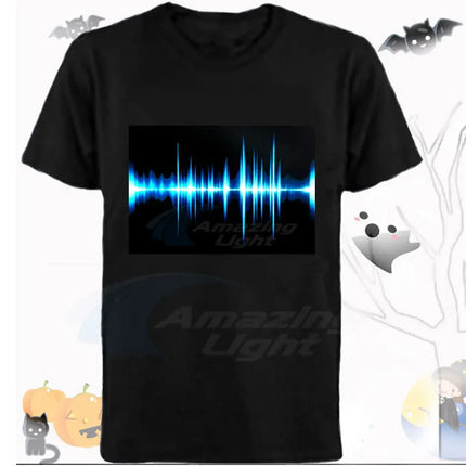 Popular Sound Active Equalizer EL T-shirt Equalizer Light Up Down LED T-shirt Flashing Music Activated LED T-shirts Men Women Tee