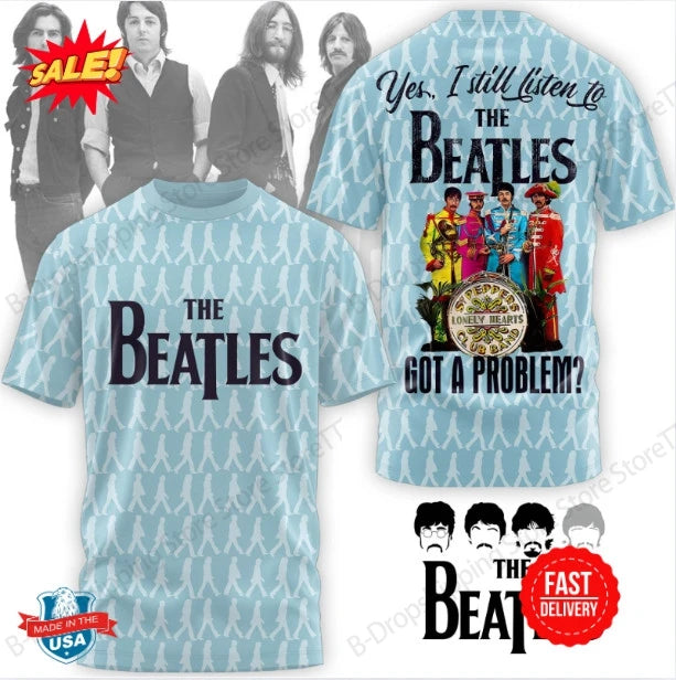 Mens T-shirt New 2026 The Beatles Tour 3D Print Tshirt Men Women Fashion Fans Hip Hop Short Sleeve Tops Tees Men Clothing Kids