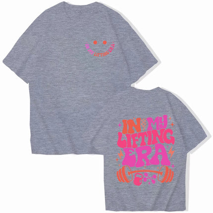 Be Happy Lift Heavy Tee Shirt for Women Funny Workout Weightlifting Graphic Tops Gym Mommy Short Sleeve T-shirts Female Clothing