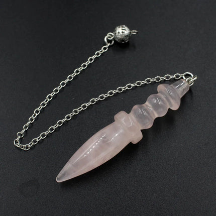 Natural Stone Pendant Egyptian Crystal Pendulum for Divination Dowsing Reiki Pink Clear Quartz Amethysts Black Onyx Pendulo X130