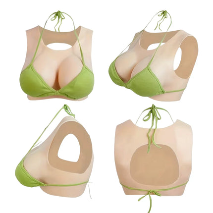 Dokierr Summer Wear Hollow Back  Fake Chest Breast Plate Silicone Breast Forms FoFalse Chest Fake Silicone Boobs For Transgender