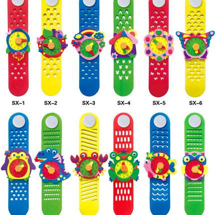 2/4/6PCS 3D EVA Foam Watch Kids DIY Art Craft Toys Cartoon Animal Clock Bracelet Handmade Material Kits For Children Boys Girls