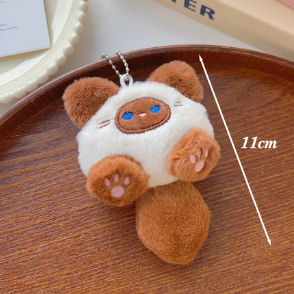 1-4pcs Cute Plush Small Cat Doll Keychain for Couple Soft Cotton Stuffed Animal Keyring Backpack Pendant Decoration Student Gift