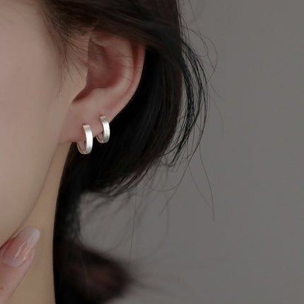 Plain loop Ear Buckle New Fashion Simple Brushed Hoop Earrings For Women Stainless Steel Earrings  boucles d'oreilles perle