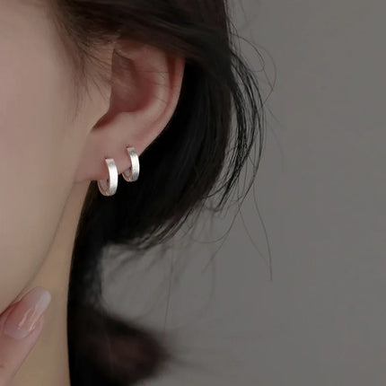 Plain loop Ear Buckle New Fashion Simple Brushed Hoop Earrings For Women Stainless Steel Earrings  boucles d'oreilles perle