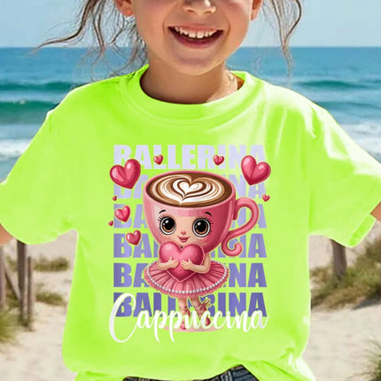 Italian Brainrot Cute Meme T-Shirt for Girls Clothes Ballerina Cappuccino Print Tee Tops Pink Summer Kawaii Outfits Streetwear