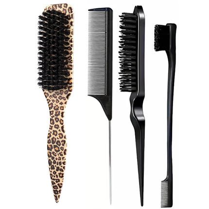 1/3/4PCS Leopard Tail Comb - for moothing Ponytail Bun/Hairs/beard - Anti Static and Heat Resistant Teasing Comb for Hair Types