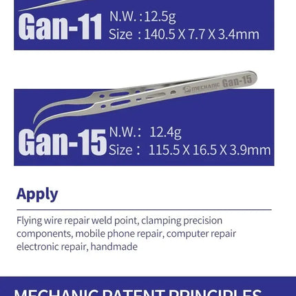 MECHANIC Extra Hard Anti-Magnetic Tweezer Stainless Steel Bent Pointed for Phone PCB Motherboard Soldering Repair Tweezers Tool