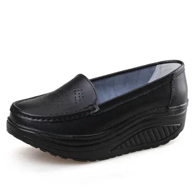 TIMETANG Women shoes summer women leather shoes platform plus size nurse wedges shoes women mesh hole working flats C202