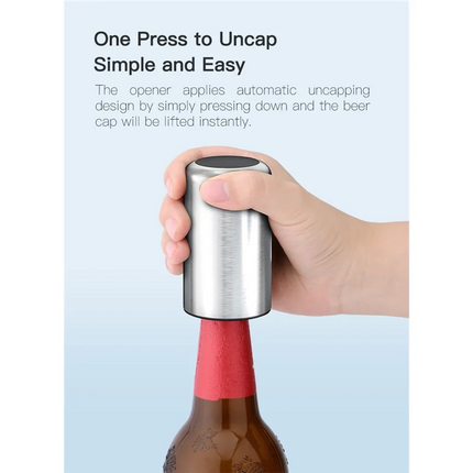 ASWUT-Stainless Steel Magnet-Automatic Beer Bottle Opener Wine Soda Cap Push Down Tool For Kitchen Bar