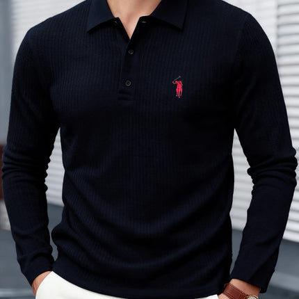 Men's long-sleeved polo shirt, high-end brand, exquisite embroidery, 2025 Spring and Autumn collection, casual, breathable, fashionable T-shirt top