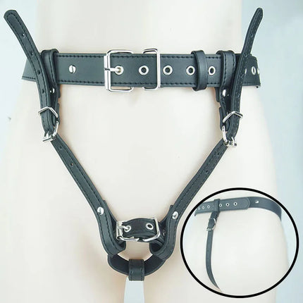 DSM Chastity Forced Orgasm Belt For Vibrator,Leather Bondage Strap-on Harness,Strapon Magic Wand Massager,Sex Toys For Women