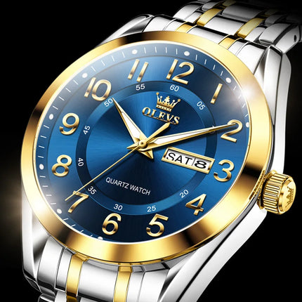 OLEVS Men's Watches Top Brand Luxury Original Quartz Watch for Men Stainless Steel Waterproof Luminous Date Week Business Watches