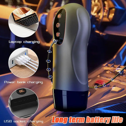 Male Heating Masturbation Cup Sex Machines Suction Cup Realistic Vagina Penetration Soft Pocket Pussy Sexy Voice Sex Toy For Men