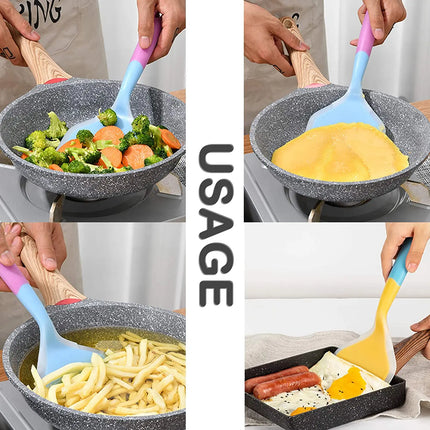 Silicone Spatula Cooking Utensils Beef Meat Egg Kitchen Scraper Wide Pizza Cooking Tools Shovel Non-stick Spatula Color Randomly