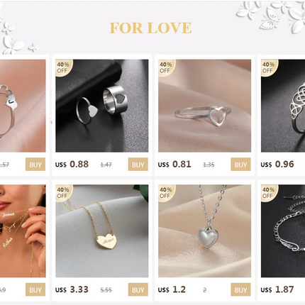 COOLTIME Initial Letter Ring for Women Stainless Steel A-Z Alphabet Double Heart Rings Fashion Wedding Anniversary Birthday Gift