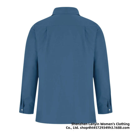 Long Sleeve Collared Men's Shirt Business Commute Style Polyester Fabric Machine Washable Spring Autumn Collection 2025
