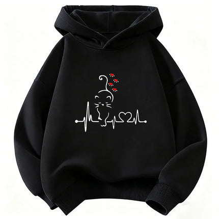 Kawaii Cat Love Heart Hoodie Kids Cat Children's Sweatshirt Hoody for Boys Girls Spring Casual Hoodies