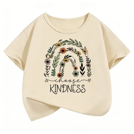 Choose Kindness with Flower Printed T-Shirts Fashion Kids Children's T-Shirt Boys Girls Summer Spring Casual Top Tee Shirt