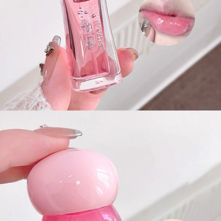 Strawberry Lip Balm & Lip Oil Set Clear Glass Moisturizing Lightweight Hydrating Jelly Day & Night Lip Mask Set Makeup Lips Care
