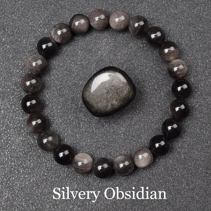 Natural Black Agates Beads Bracelet Women Men Genuine Black Onyx Natural Stone 6mm 8mm Smooth Round Beads Lucky Energy Jewelry