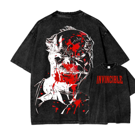 Invincible Washed T-shirt 2026 New Model personality Clothes shirt Year round clothing Streetwear Trendy high quality Breathable