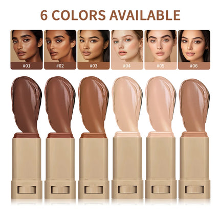 Skin Tint Foundation Stick 6 Colors Balm Serum Boosted Smooth Plumper Hight Coverage Travel Bronze Foundation Stick Makeup