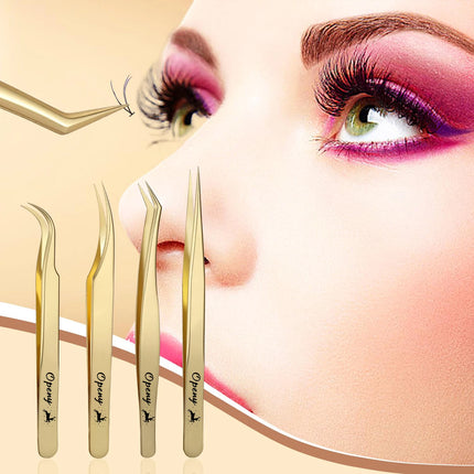 Christmas Eyelash Extension Tweezers-Precision Tweezers for 2D-6D Volume & Individual False Lashes Extensions-Golden Tweezers