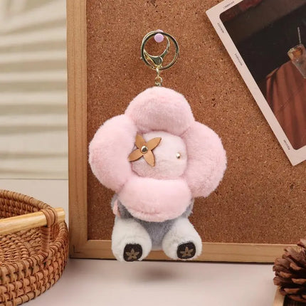 1PCS Sunflower Plush Hanging Ornament Backpack Hanging Chain Car Keychain Women's Bag Pendant