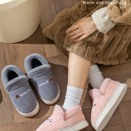Cotton slippers for women in winter 2023, new couple's indoor home insulation, anti slip plush bag, cotton shoes for women, plus