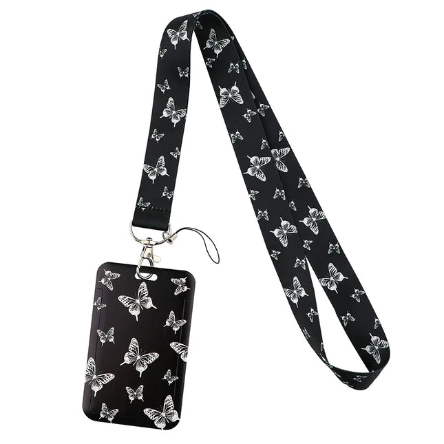 New Sakura Cherry Blossoms Flower lanyard card ID Badge Holder Keychain Pass Gym Mobile Kids Key Holder Key Rings Gift