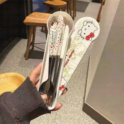 Cartoon Cute High Appearance Chopsticks Spoon Set stainless steel Student Office Worker Portable Tableware Travel