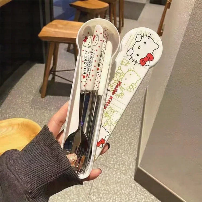 Cartoon Cute High Appearance Chopsticks Spoon Set stainless steel Student Office Worker Portable Tableware Travel
