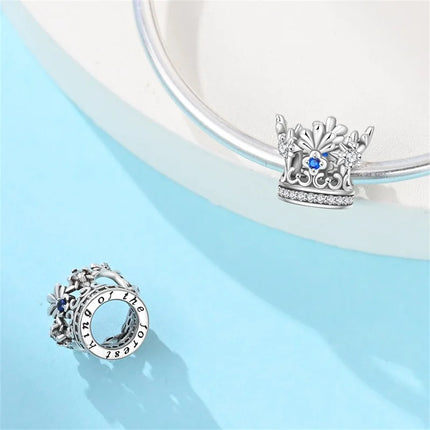 Crown Charms Skull Bead Original 925 Sterling Silver Inlaid Zirconium Pendants Fit Bracelet Necklace Jewelry Lover Gift